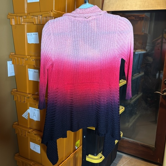 Lauren Michelle Pink Purple Ombre Waterfall Cardigan Knit Sweater Size Large - Picture 5 of 5